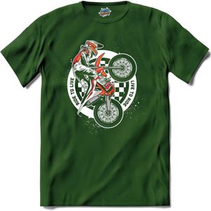 Live To Ride | Mountain Bike - Fiets - Bicycle - T-Shirt - Unisex - Bottle Groen - Maat 4XL