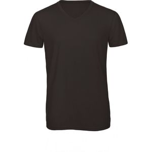T-shirt Heren M B&C V-hals Korte mouw Black 50% Polyester, 25% Katoen, 25% Viscose
