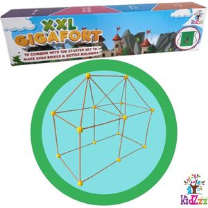 KidZzz® XXL Gigafort  hut bouwen speelgoed - uitbreidingsset - constructiespeelgoed - extra lange stokken - bouwset - speeltent -45 stuks