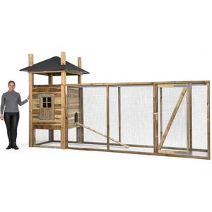 Wood Selections Kippenhok Hooiberg Floor XL - Kippenren - Nachthok Kippen voor buiten - kippenhok met buitenverblijf - Dierenverblijf