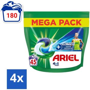 Ariel Original - Actieve Geurbestrijding - Wasmiddelcapsules - 4in1 Pods - Witte en Gekleurde Was - 45 Wasbeurten - Voordeelverpakking - 4 stuks