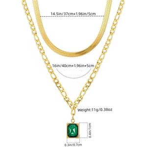 Lucardi - Eve gold plated ketting & hanger met smaragd