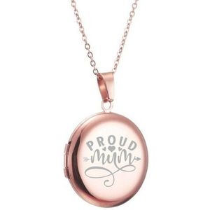 Fotohanger Met Ketting En Gravering - Rond - Proud Mum