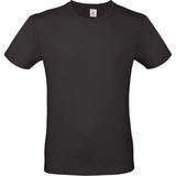 Set van 2x stuks zwart basic t-shirt met ronde hals voor heren - katoen - 145 grams - zwarte shirts / kleding, maat: 2XL (56)