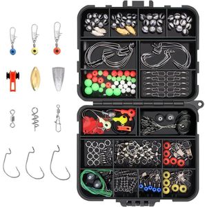 Visspullen 191 stuks Stk vis haken Kit Hengel accessoireset Jig haken Bullet Bass Gieten Zinken Gewichten Diverse Vissen Wervels Zinken Slides Vislijn Kralen enz