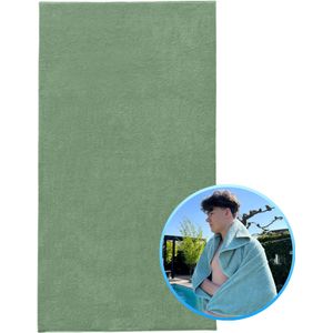 Funnies Strandlaken XL Stone Green Grijs Extra groot - 100 x 200 cm - Hoogwaardig Katoenen OEKO-TEX Strand Handdoek - 500 gram/m2 Luxe Dikte - Extra zacht - Sneldrogend Badhanddoek - Ideaal voor Strand, Sauna, Zwembad, Vakantie en Sport - Badlaken