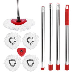 Dweilkoppen set Vileda Turbo Mop 2-in-1 vervanging Easy Wring Clean - 4 dweilkoppen - handvat - schuurborstel - vloerschrobber