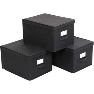 MIRA Home Opbergbox – Opvouwbare Opbergdozen – Basic – Stof – Zwart – 40x30x25