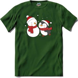 Pinguin buddy - T-Shirt - Heren - Bottle Groen - Maat M