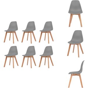 vidaXL Eetkamerstoel - Eetkamerstoelen - Bijzetstoel - Bijzetstoelen - Eetkamerstoelen 6 st kunststof grijs