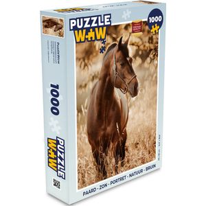 Puzzel Paard - Zon - Portret - Natuur - Bruin - Legpuzzel - Puzzel 1000 stukjes volwassenen