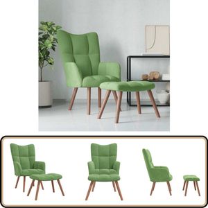 vidaXL Relaxstoel met voetenbank - Fluweel - Lichtgroen Relaxfauteuil - Lounge Chair - Fluweel Bank - Groene Bank - Comfortabele Stoel