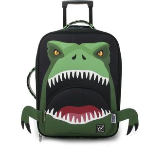 YLX Dino Bite Trolley Bag | Kids | Dinosaurus tanden | Groen | Glow in the dark | Handbagage - Zachte koffer - Reiskoffer - gemaakt van gerecycled plastic flessen - eco friendly