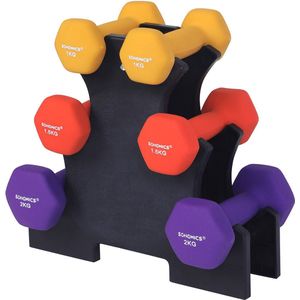 Dumbells - Halterset - Gewichten - Dumbells set - Gewichten fitness - Met halterstandaard - Inclusief 9 kg gewichten- Meerkleurig - Zwart