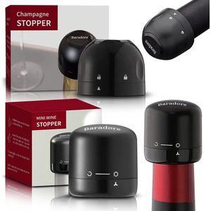 Vacuüm Wijnstopper & Champagne Stopper - Wijn accessoires - Flessenstop - Herbruikbaar - Zwart