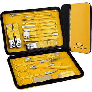 Manicure Set Professionele Pedicure Kit Nail Clippers Kit - 18 stuks Nail Care Tools - Grooming Kit met luxe Upgraded Travel Case (Paars)