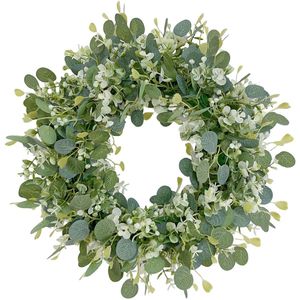 Ibenzoa® Realistische Eucalyptus Krans voor Diverse Decoratieve Toepassingen Binnen en Buiten, 42 cm