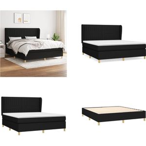 vidaXL Boxspring met matras stof zwart 160x200 cm - Boxspring - Boxsprings - Bed - Slaapmeubel