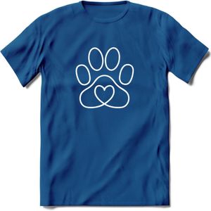 Love Paw - Katten T-Shirt Kleding Cadeau | Dames - Heren - Unisex | Kat / Dieren shirt | Grappig Verjaardag kado | Tshirt Met Print | - Donker Blauw - XL