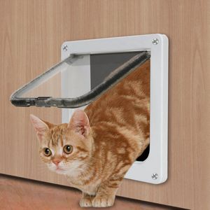 Pet Mate 4-weg Vergrendelende Kattenluik Kattenklep Huisdierdeur GRATIS LOOPDEUR wit Maat: Medium