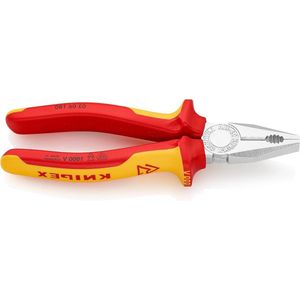 Kombitang verchroomd geïsoleerd met meer-componentengrepen VDE-getest 180 mm - Knipex werktuig - professionele kwaliteit