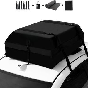 Goodivery ® Waterdichte Opvouwbare Dakbox voor Auto's - Dakkoffers, 595L/21 kubieke voet waterdichte dakkoffer- ‎127 x 107 x 48 cm, Zwart