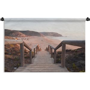 Wandkleed Portugal - Trap naar het strand Wandkleed katoen 90x60 cm - Wandtapijt met foto
