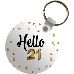 Sleutelhanger - Decoratie - Confetti - 21 jaar - Plastic - Rond - Uitdeelcadeautjes