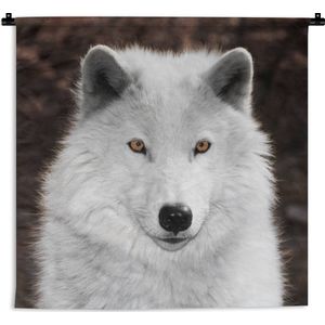 Wandkleed Wolven - Arctische Wolf Wandkleed katoen 150x150 cm - Wandtapijt met foto