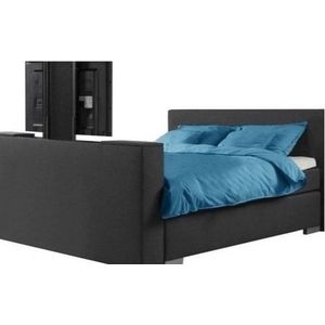 BedNL – Boxspring - luxe DAM met voetbord tv lift systeem – 160x200 - Compleet Antracite kleur