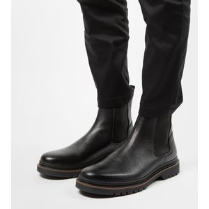 Manfield - Heren - Zwarte leren chelsea boots - Maat 45