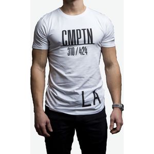DMNDBK AMSTERDAM - Heren slim fit t-shirt - wit - CMPTN LA - Maat S