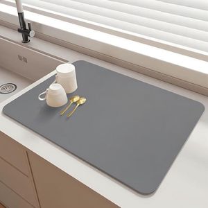 JGS ® Handige Keukenmat voor Koffiezetapparaat en Gootsteen, Absorberend en Antislip, Lichtgrijs, 40 x 30 cm