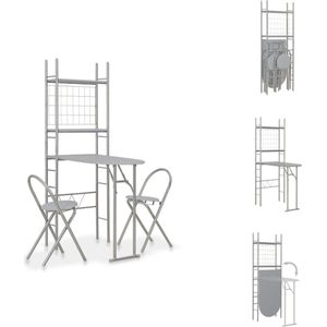 vidaXL Barset - Eethoek 3-delig - Hout/Staal - Grijs/Zilver - 165x90x56cm - Set tafel en stoelen