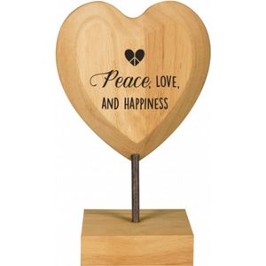 Wooden Heart - Peace, Love, and happiness - Lint: Speciaal voor jou - Cadeauverpakking