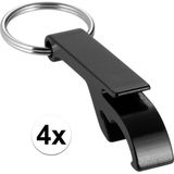 4x Flesopener sleutelhanger - zwart - opener