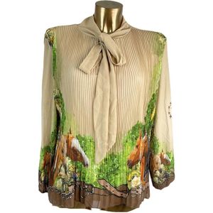 Addy van den Krommenacker Amazon plisse blouse met strik  - M/L