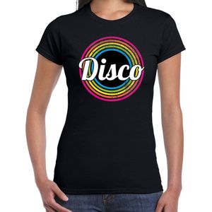 Disco verkleed t-shirt zwart voor dames - discoverkleed / party shirt - Cadeau voor een disco liefhebber L