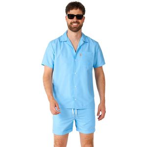 OppoSuits Cool Blue - Heren Zomer Set - Bevat Shirt En Shorts - Festival Outfit - Blauw - Maat: S