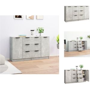 vidaXL Dressoirs Betongrijs - Set van 2 - 60 x 30 x 70 cm - Gemakkelijk schoon te maken materiaal - Keukenkast