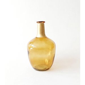 Countryfield - Bottle Babet - Flesvaas - Vaas -Okergeel - Goud - Glas - 25x16cm