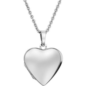 Traveller Medaillon voor Foto - Ketting - Sterling Zilver 925 - Fotomedaillon - Glanzend - Hart - Made in Germany - Duurzaam - 20 x 20 mm - 45 cm - 571007