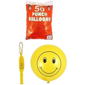 50 STUKS | Smiley Bounce Ballonnen | Traktatie / Uitdeelcadeautjes | Kleur: Geel 40cm