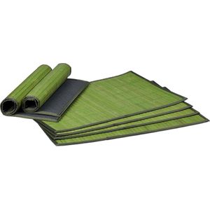 relaxdays placemats 6 stuks, tafelmatje bamboe rechthoekig verschillende kleuren