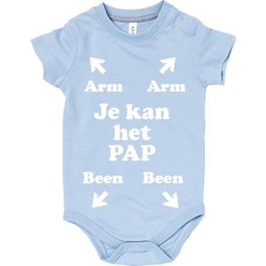 Baby Rompertje | Je kan het pap ▲arm ▲arm ▼been ▼been | baby kleding met tekst | korte mouw | blauw | kraamcadeau, kraamkado, babyshower, babykado, babycadeau, grappig, vaderdag