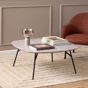 Sohome Deens Ovale Salontafel Jacqulene Marmerlook, 90 x 90cm - Grijs - Ovaal
