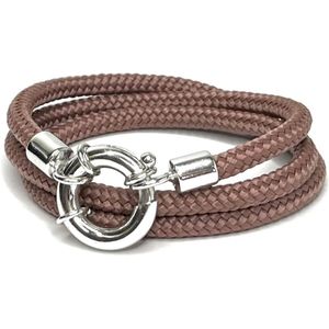 NIEUW! - Jolla - dames wikkelarmband  - zilver - touw - Classic Rope - Oud Roze