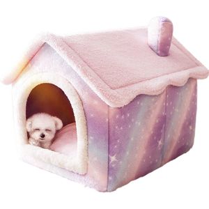 Château Animaux® Hondenhuis - Kattenhuis - 50 x 40x 46 cm - Dierenhuis - Kattenhok - Hondentent - Hondenhuisjes voor binnen - Roze