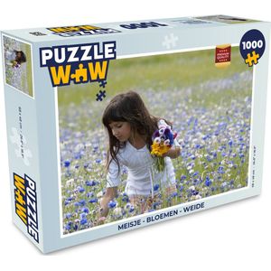 Puzzel Meisje - Bloemen - Weide - Legpuzzel - Puzzel 1000 stukjes volwassenen