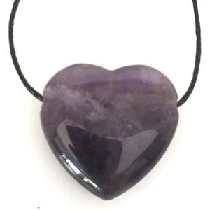 Amethyst edelstenen hanger hart 3 cm bescherming en zuiverend